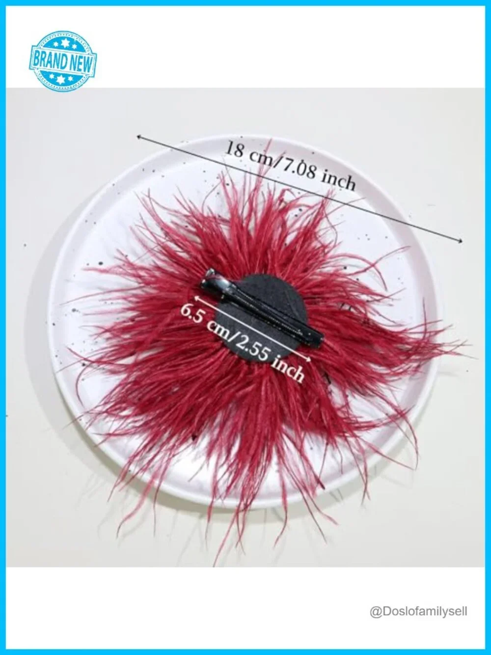 Feather Rose Hair Clip Brooch Pin Elegant Updo Accessory 7.08 Inch